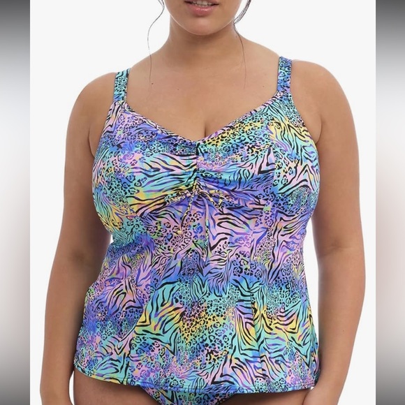 Elomi Electric Savannah Molded Tankini with Adjustable Neckline Zebra size us 18 - Picture 1 of 11